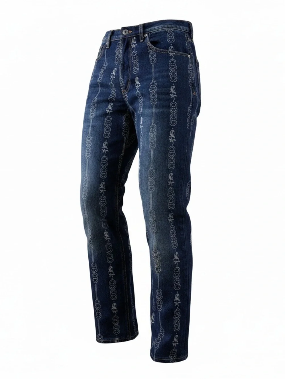 Tory Burch Navy Logo-Stripe Straight Leg Ribbon Jeans. Size 30. Lightly worn!
